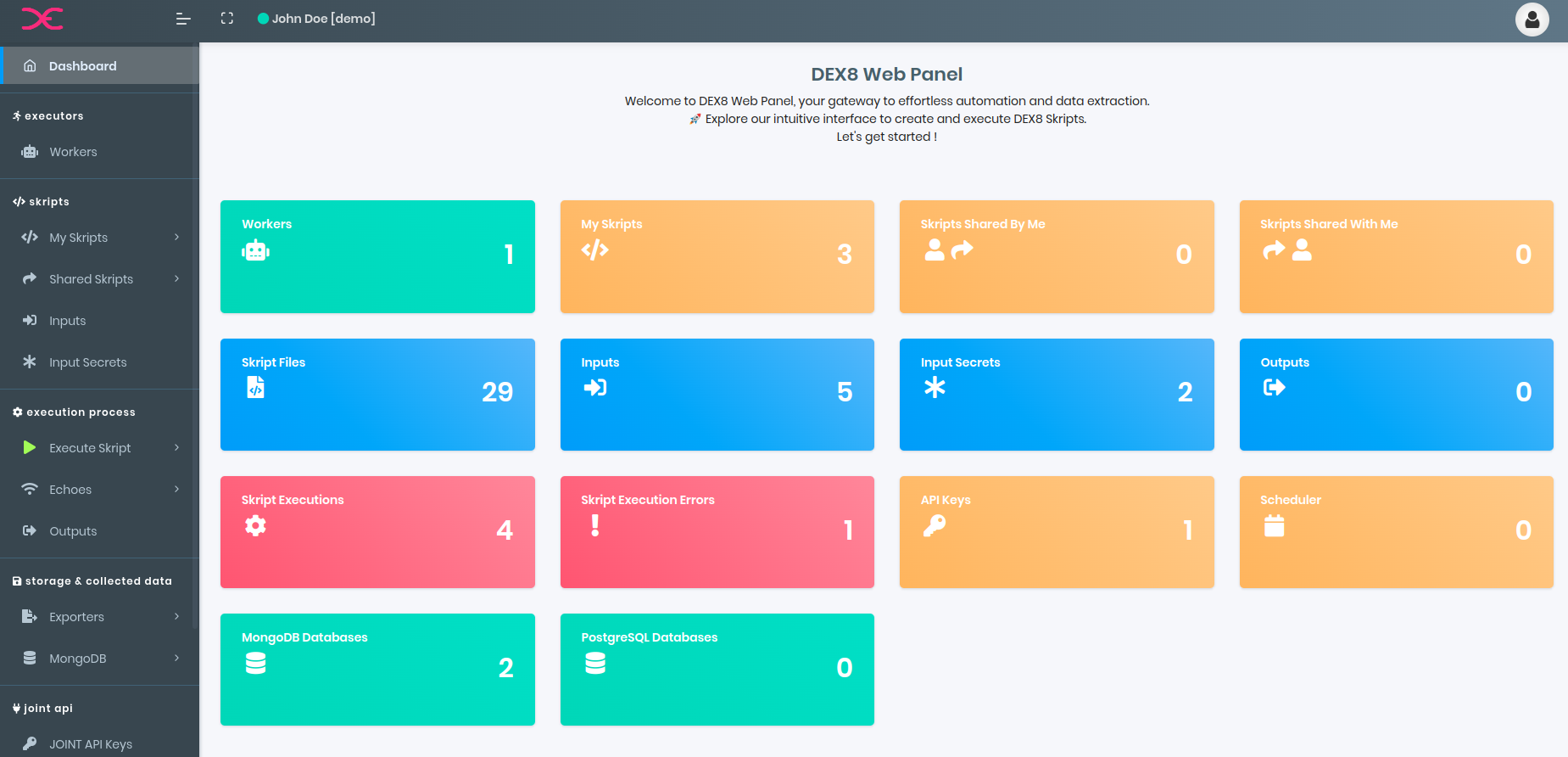 DEX8 Web Panel / Dashboard