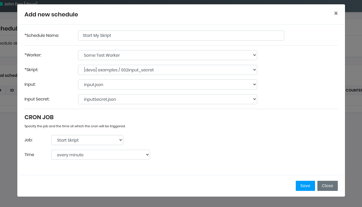 DEX8 Web Panel - Scheduler Add New